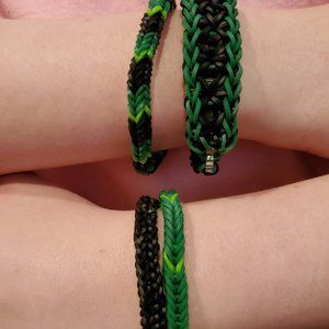 Handmade Loki Inspired/Hulk Inspired Rainbow Loom Bracelet Set/New
